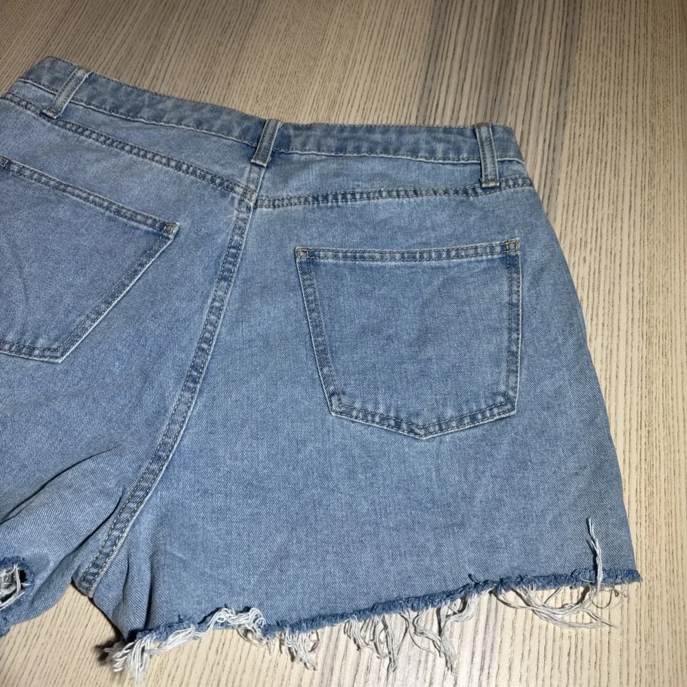 Wild Fable Blue Two-Tone Patchwork Super High-Rise Cutoff Denim Shorts Size 12